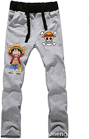 Anime One Piece Luffy Cosplay Costume Sweatpants Mens Women's Pants Black Grey