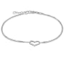 Sterling Silver Anklet Heart Double Chain - Ideal Gift For Mother, For Her, Birthday, Anniversary, Bridal, Wedding, Engagement