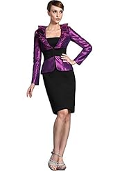 Jeweled Taffeta Knee Length Mother-of-the-Bride Dress 