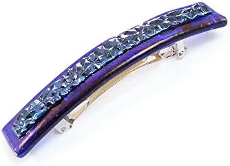 French Barrette, Hair Clips for Women, Blue Textured Finish Dichroic Glass, Slim