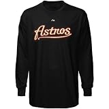 MLB Majestic Houston Astros Black Wordmark Long Sleeve T-shirt (Small)