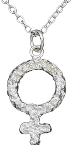 925 Sterling Silver Female Venus Symbol Pendant Necklace (12 Inches)