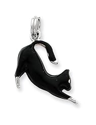 Sterling Silver Black Enamel Cat Charm