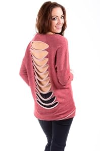 Comfortable Deconstructed Back Sweater in Heather Red