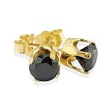1 2ct Black Diamond Stud Earrings 14k Yellow Gold