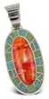 Sterling Silver, Turquoise and Orange Spiny Shell Inlay Pendant