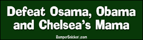 Defeat Osama, Obama & Chelsea's Mama - funny bumper stickers (Medium)