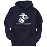 Hoodie Mens Navy Blue  Muay Thai DEPT MARINE CORPS  Sports