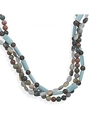 MMA Silver - 16 inch + 2 inch Triple Strand Multistone Necklace