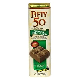 Fifty-50 Almond Chocolate Bars, 2.8-Ounce Bars (Pack of 12)