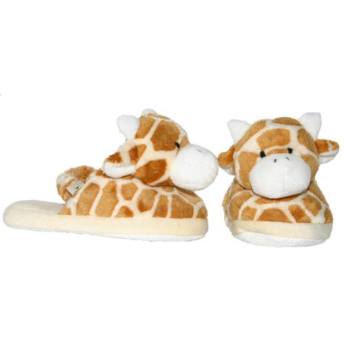 Plush Giraffe Print Baby Slippers