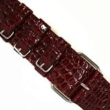 BURGUNDY PATENT CROCO CINCH BELT W/FAUX BUCKLES -M/L