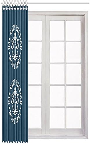 Anchors Away Nautical Navy and White Blackout Window Curtain/Panel 52" W X 84" L (One Panel)