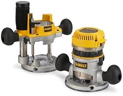 DEWALT DW618PK 12-AMP 2-1/4-HP Plunge and Fixed Base Variable Speed Router Kit with 1/4-Inch and 1/2-Inch Collets