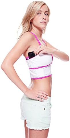Boobypack - Women's Tank Top with Waterproof Pockets - White and Purple - S