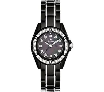 Bulova #98R122 Women's Two Tone Black IP Diamond Accented Watch