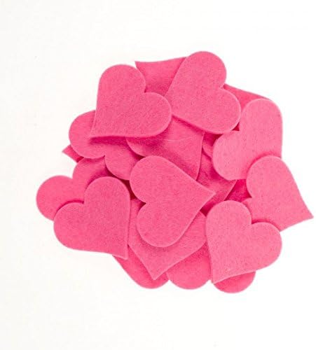 Feltfriend 25 Pieces Heart Shaped Die Cut Felt, Large Size (FS310-M26 - Neon Pink)