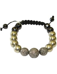 Sterling Silver 3.09ct Diamond Pave Beads Macrame Bracelet Fashion Jewelry