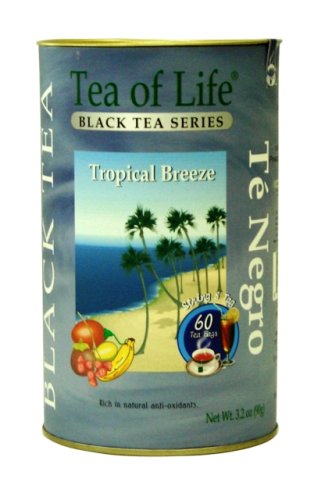 Tea Of Life Black Tea Series, Tropical Breeze, 60-Count, 3.2-Ounce Can (Pack of 6) by Tea Of Life