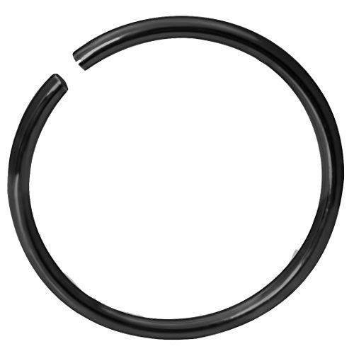 20g Surgical Steel Titanium Anodized Black 3/8" Nose Ring Hoop - Nose Piercing Jewelry