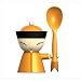 Alessi ASG82 Mr. Chin Egg Cup with Salt Castor and Spoon by Stefano Giovannoni Color: Red