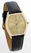 GENEVE Men's Solid 14 Karat Gold Watch with Black Leather Strap. Model: GE-2114-CSBR