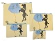 My Best Friend Set of 4 Nesting Cosmetic Bags & Purses with a Fashionable Woman Petting Her Dog
