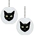 Set of 2 Black Cat Head Solid CERAMIC Fan Pulls