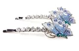 Floating Green/Blue Butterfly Hair Clip Barrette