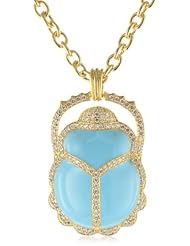 CZ by Kenneth Jay Lane Triple Chain with Enamel Scarab Pendant Necklaces, 16"