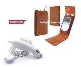 Brown Leather Case for Apple Mini Ipod + Car Charger