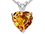 1.92 cttw Genuine Citrine and Diamond Heart Pendant - 14kt White or Yellow Gold