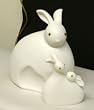 White Cast Quartz Bunnies Doorstop Set