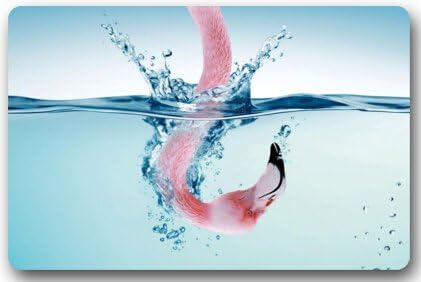 Flamingo in the Seashore Door Mats Cover Non-Slip Machine Washable Outdoor Indoor Bathroom Kitchen Decor Rug Mat Welcome Doormat