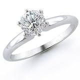 14K 1/3 Carat Round Cut Solitaire Diamond Ring (G-H ; SI1-2)