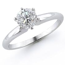 14K 1/2 Carat Round Cut Solitaire Diamond Ring (G-H ; SI1-2)