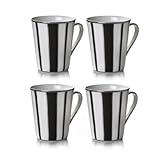 Mikasa Color Studio Black-Platinum Stripes Set of 4 Mugs