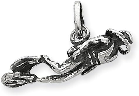 Sterling Silver Antiqued Scuba Diver Charm