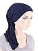 The Bella Scarf Lux Ultra Soft Bamboo Chemo Cancer Turban Head Scarves Pre-Tied Navy Blue