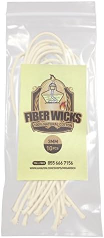 FiberWicks, 3mm Diameter, 10pcs of Cotton Wicks, Oil Lamp Wicks