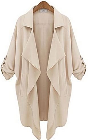 Women Autumn Korean Elegant Chiffon Cardigan Loose Thin Trench Coat XL Khaki