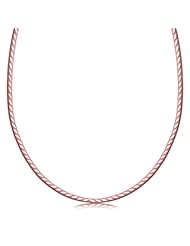 Sterling Silver Rose Hue Plated Reversible Snake Necklace with Diamond Cuts