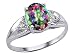 1.67 cts Genuine 9x7 Oval Mystic Rainbow Topaz and Diamond Ring - 14kt White or Yellow Gold