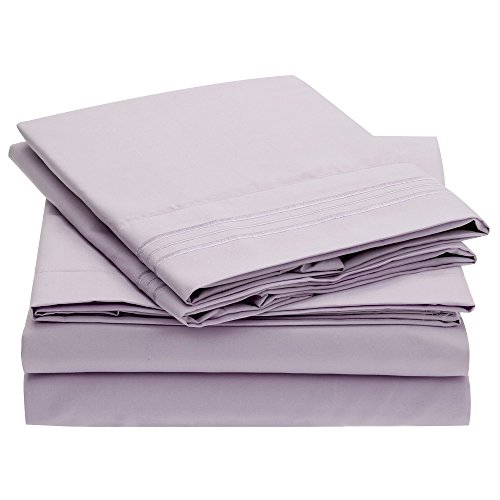 Ideal Linens Bed Sheet Set - 1800 Double Brushed Microfiber Bedding - 4 Piece (Queen, Lavender)