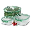FreshVac Pro FV307 Square-Shaped Vacuum Food-Storage Containers, Set of 3