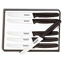 Victorinox Cutlery 6-Piece 4-1/2-Inch Wavy Edge with Round Tip Steak Knife Set, Black Po