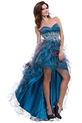 High-Low-Hem Organza Sweetheart Crystal Beaded Crystals Homecoming Dress/Prom Dress/Quinceanera Dress 