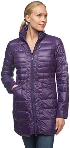Nuage Sport Ladies Long Hooded Packable Down Jacket Grape X-Large