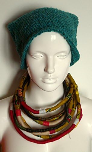 Unique/ Yarn wrapped necklace/ Tribal/ African fabric/ Hippie/ Boho/ Hipster/ Street