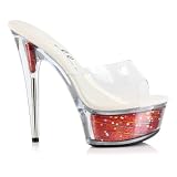 6 Inch High Heel Sexy Shoes Star Glitter Filled Platform Slides Sandals